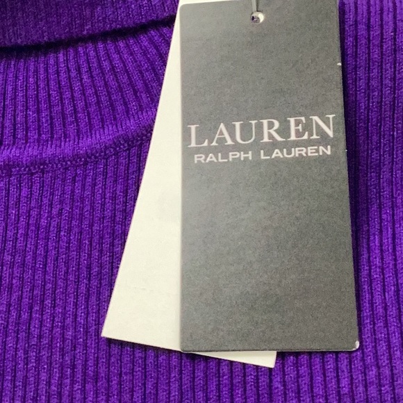 Lauren Ralph Lauren Petite Ribbed Turtleneck Sweater Purple - Picture 5 of 6
